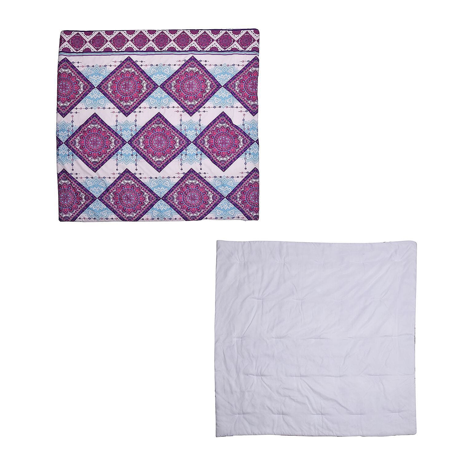 3 Piece Set - Bohemian Pattern Comforter with 2 Pillow Cases (DoubleSize, 200x200 cm) - Purple