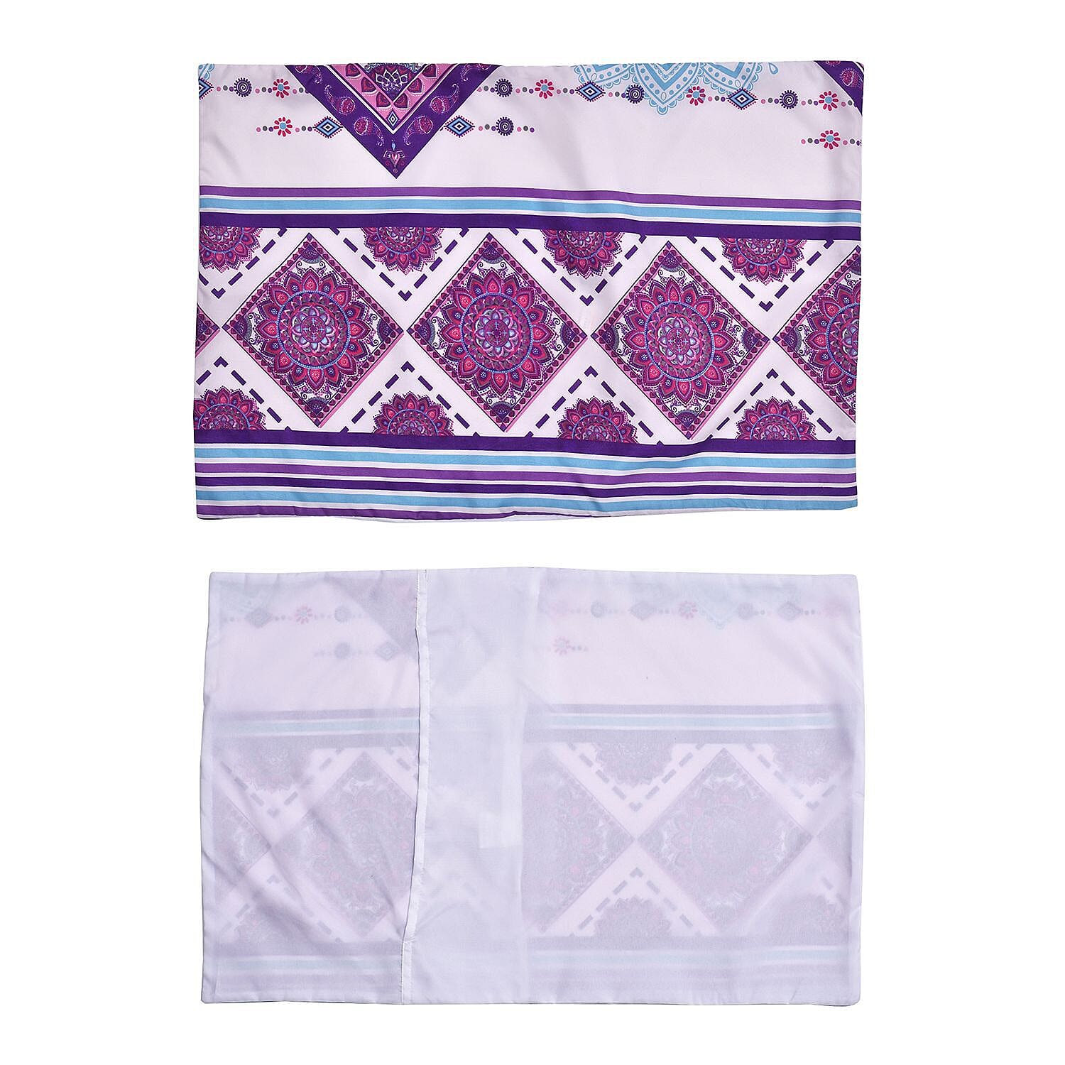 3 Piece Set - Bohemian Pattern Comforter with 2 Pillow Cases (DoubleSize, 200x200 cm) - Purple