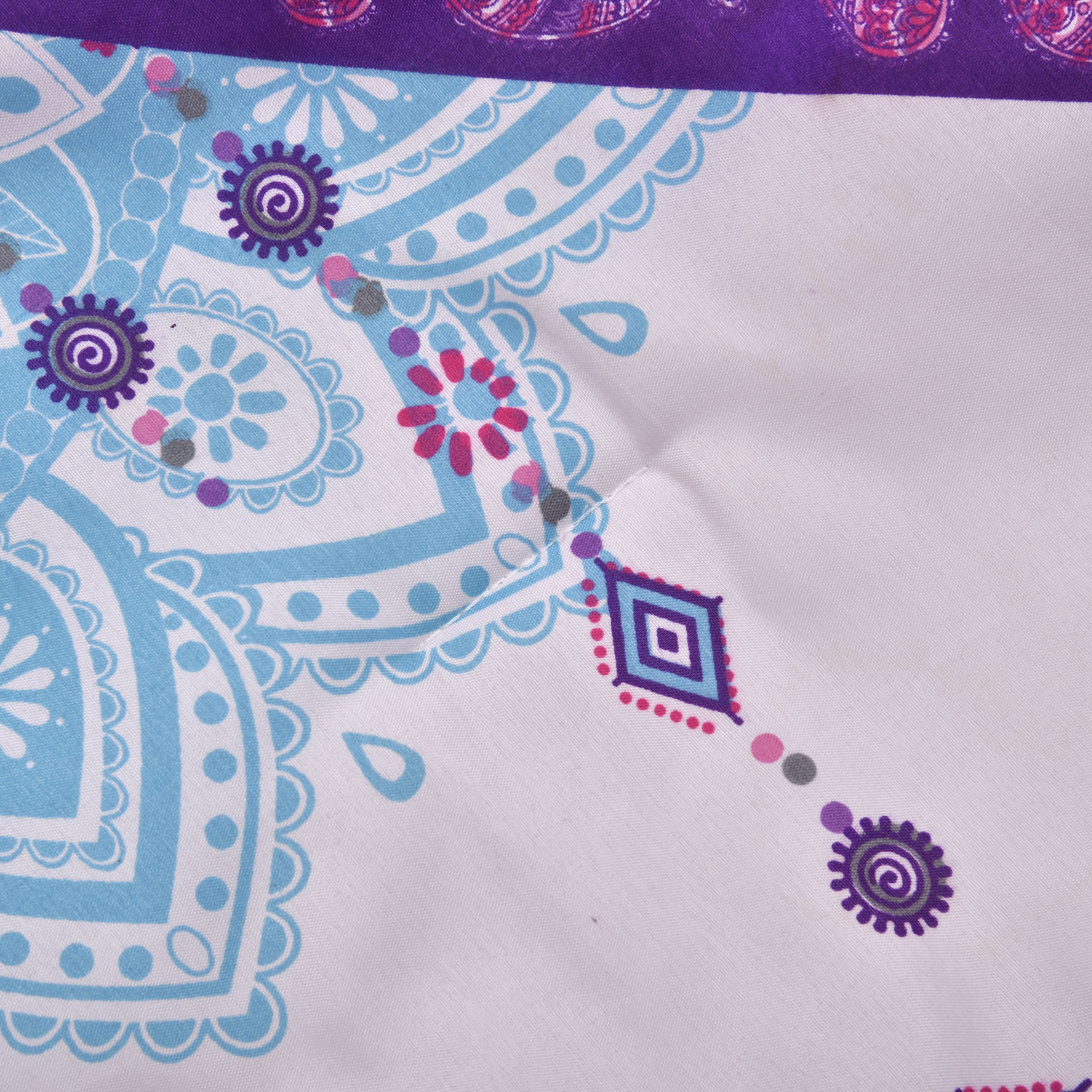 3 Piece Set - Bohemian Pattern Comforter with 2 Pillow Cases (DoubleSize, 200x200 cm) - Purple