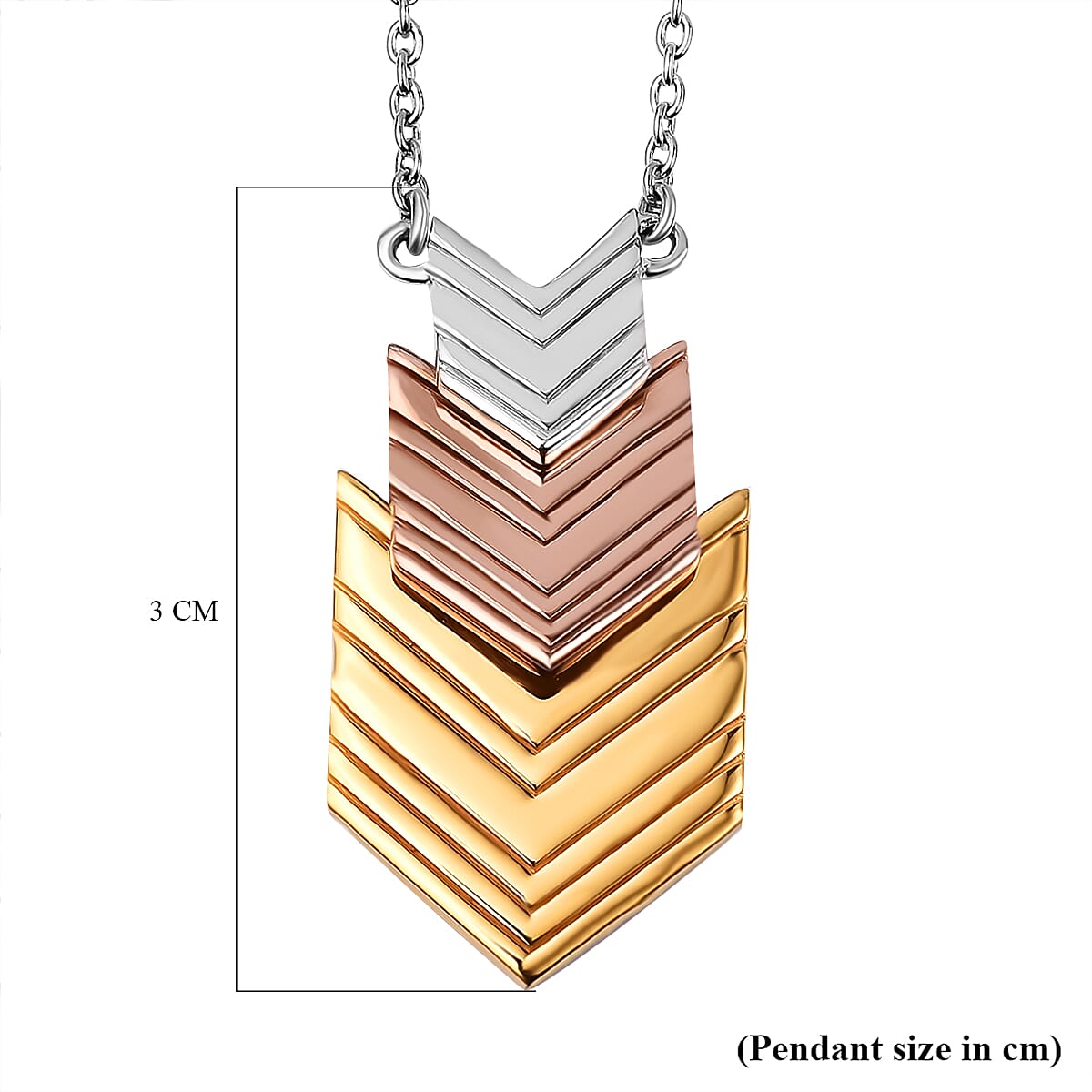 LucyQ Close Out Deal - Arrow Collection - Rhodium Overlay Sterling Silver Necklace (Size - 16 with 2 Inch Extender) in Tri Tone.