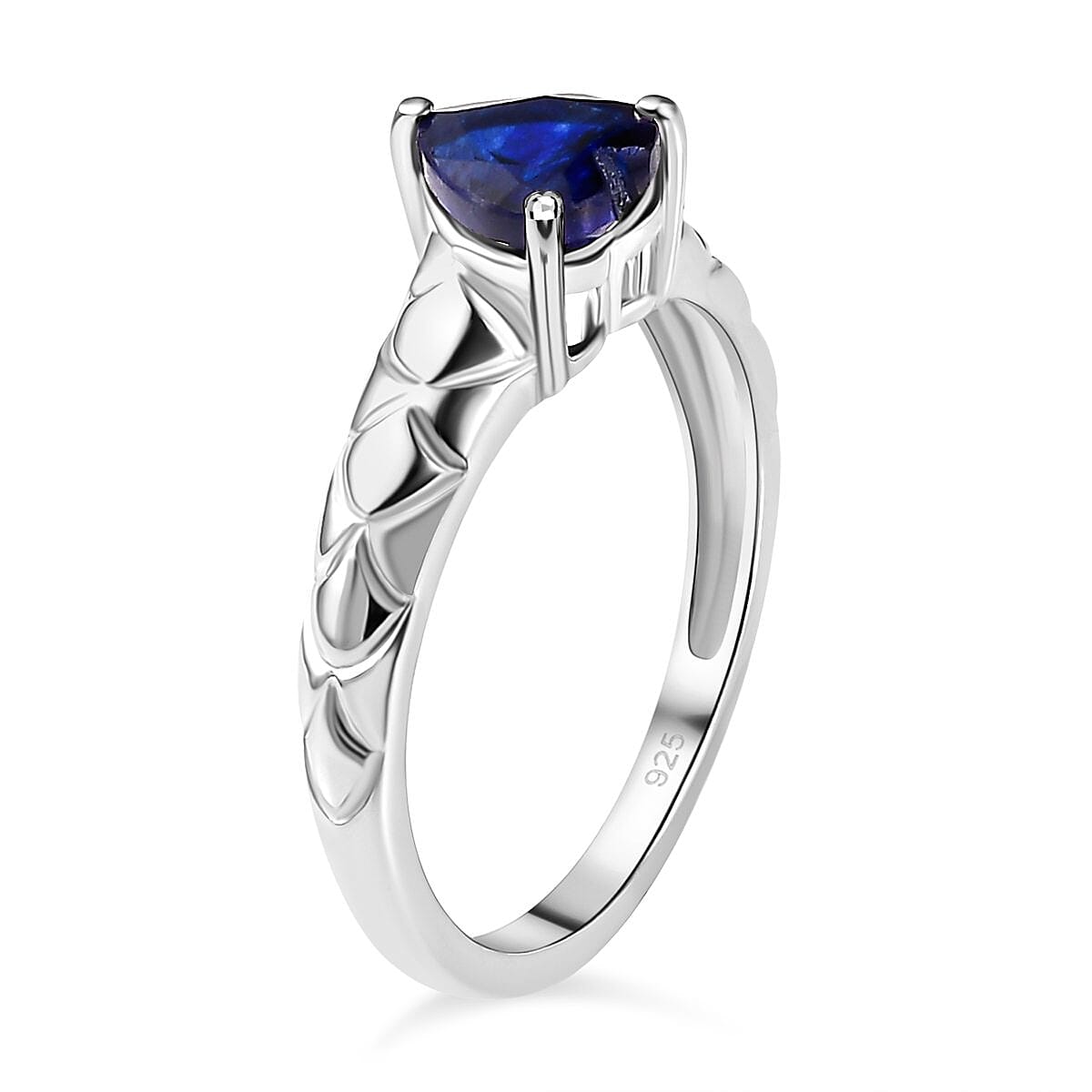 Blue Sapphire Heart Ring Sterling Silver 1.00 Ct.