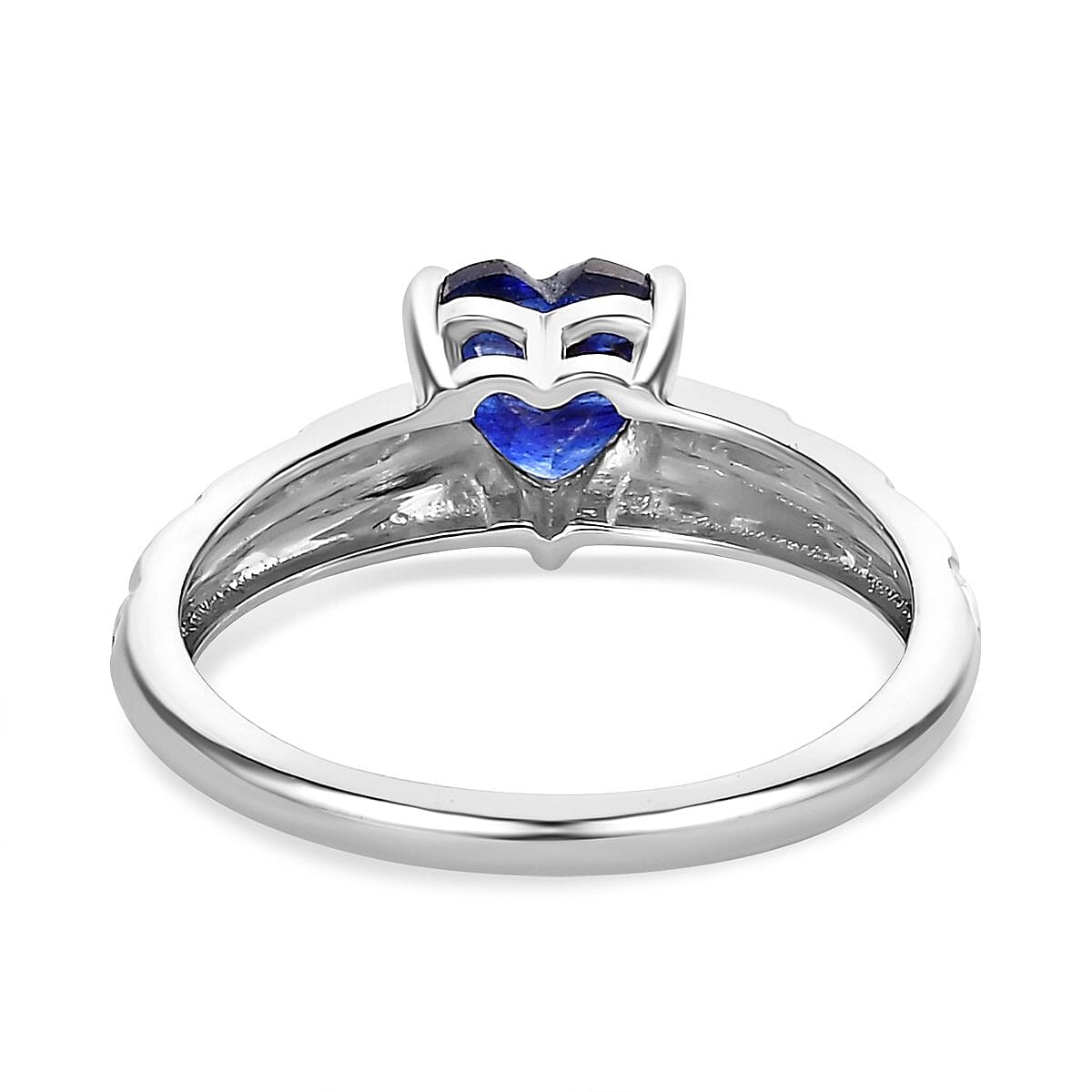 Blue Sapphire Heart Ring Sterling Silver 1.00 Ct.
