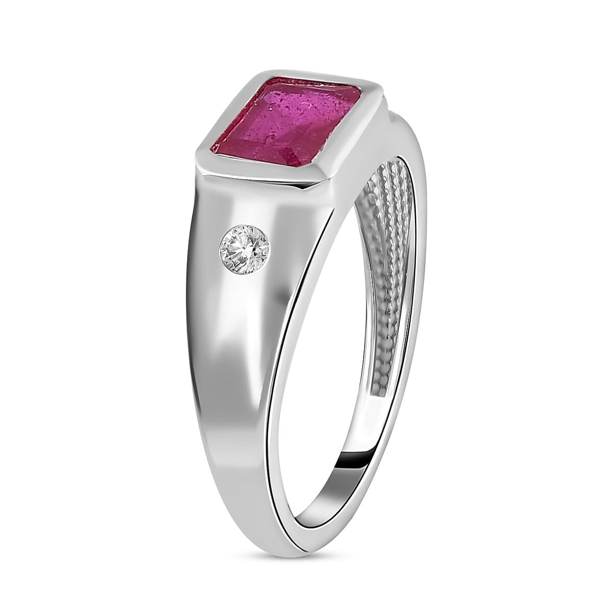 African Ruby and Natural Cambodian Zircon Ring in Silver Sterling Silver 1.613 Ct.
