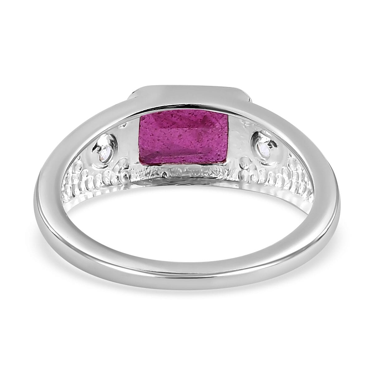 African Ruby and Natural Cambodian Zircon Ring in Silver Sterling Silver 1.613 Ct.