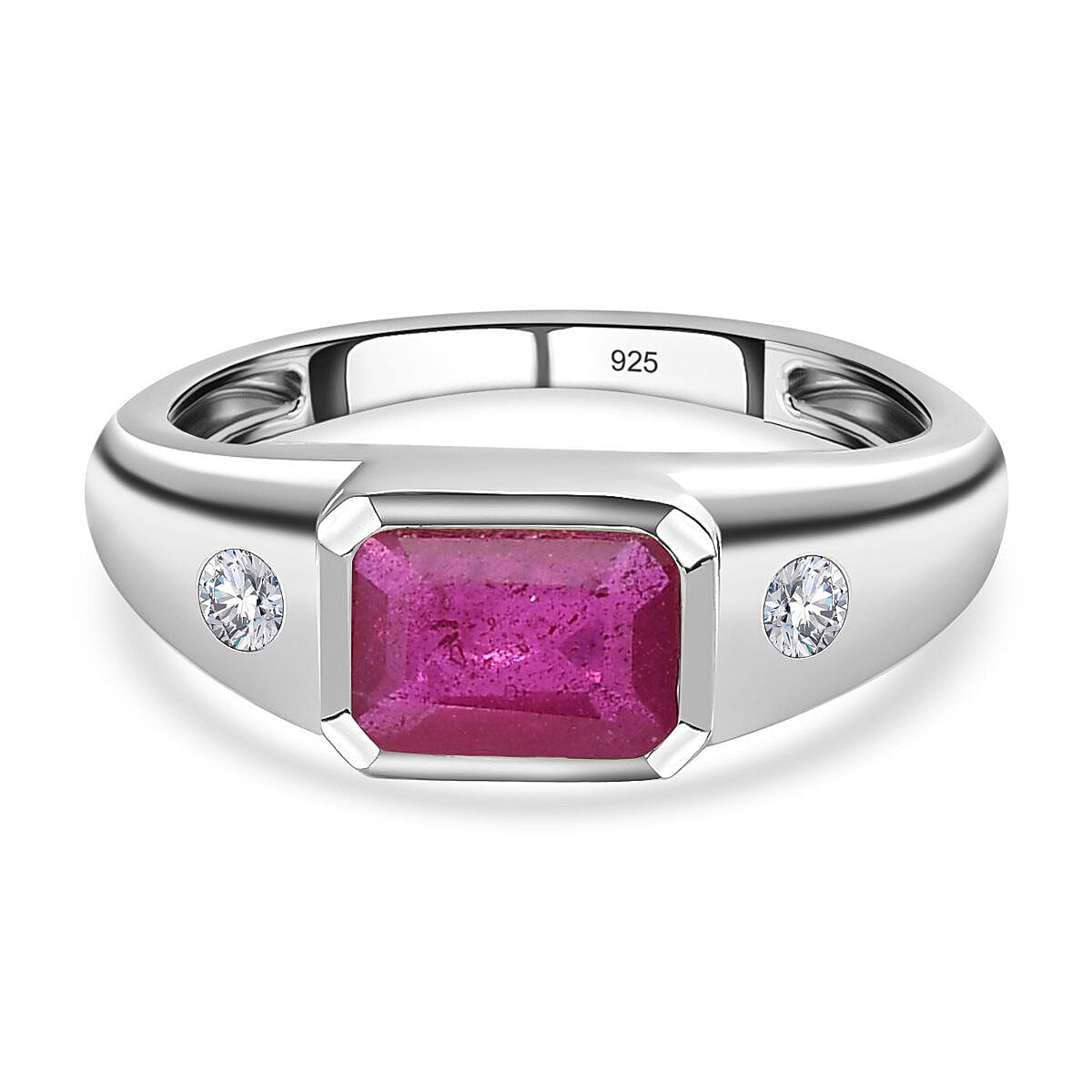 African Ruby and Natural Cambodian Zircon Ring in Silver Sterling Silver 1.613 Ct.
