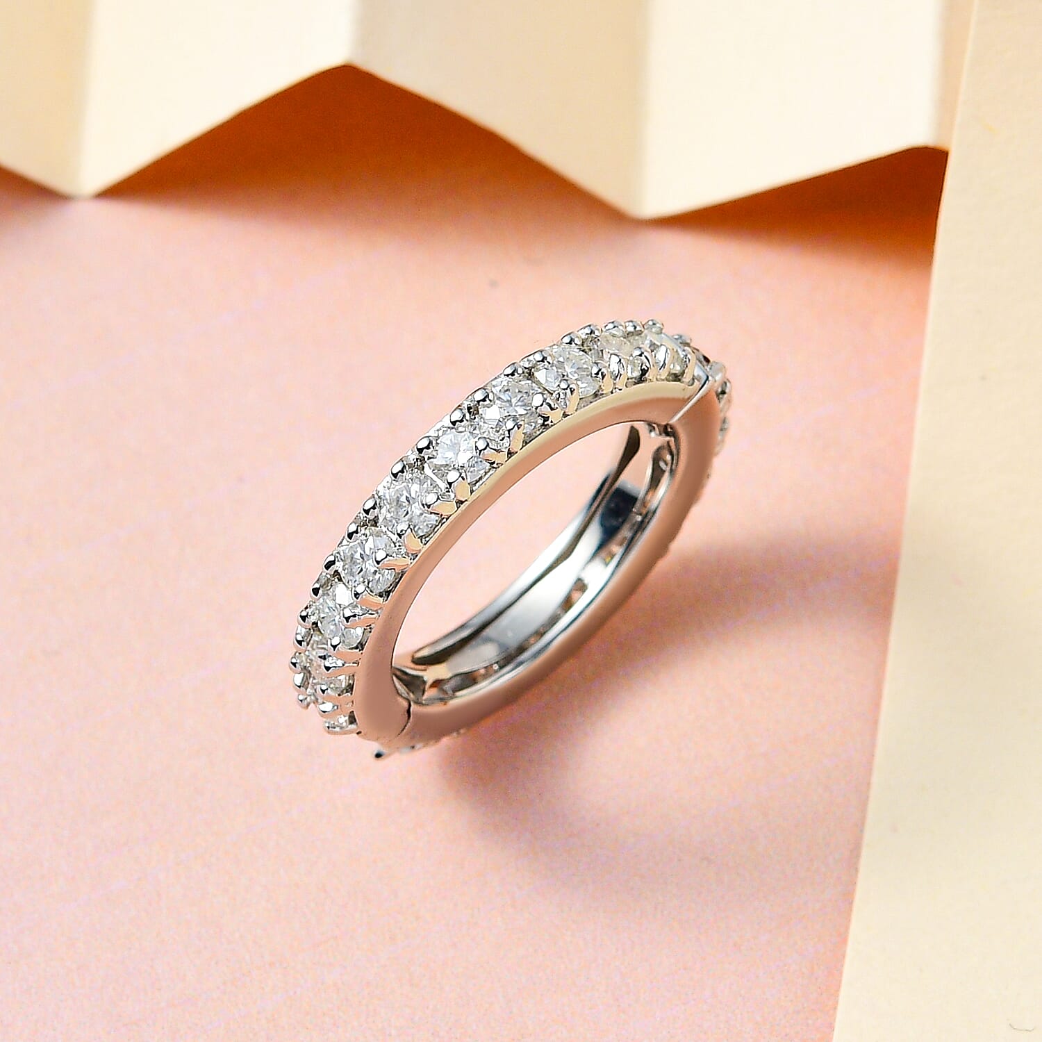 Moissanite Full Eternity Band Ring in Platinum Overlay Sterling Silver 1.84 Ct.