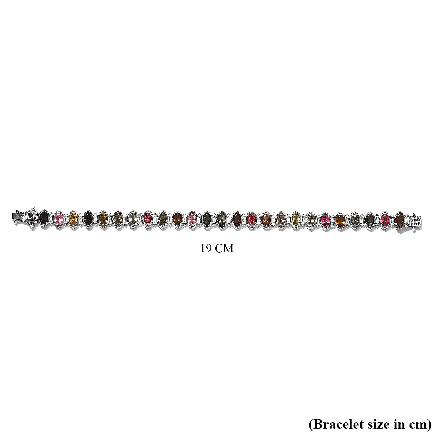 Multi-Tourmaline and Natural Cambodian Zircon Bracelet (Size - 7) in Platinum Overlay Sterling Silver 12.65 Ct.