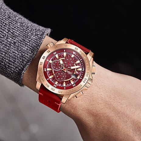 GAMAGES OF LONDON Industrialist Automatic Movement Watch with Rose Colour Strap