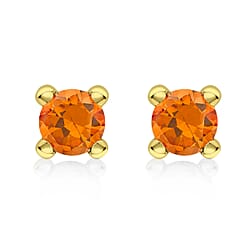9ct Yellow Gold Orange 4mm CZ January Birthstone Stud Earrings