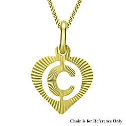9K Yellow Gold 10.5mm x 16.5mm Diamond Cut C Initial Heart Pendant