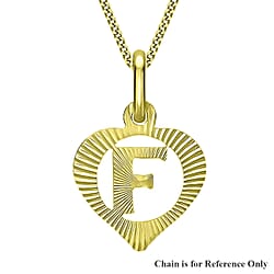 9K Yellow Gold 10.5mm x 16.5mm Diamond Cut F Initial Heart Pendant
