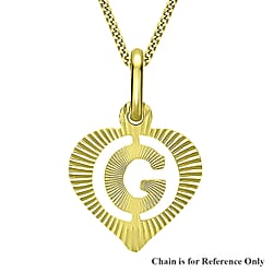 9K Yellow Gold 10.5mm x 16.5mm Diamond Cut G Initial Heart Pendant
