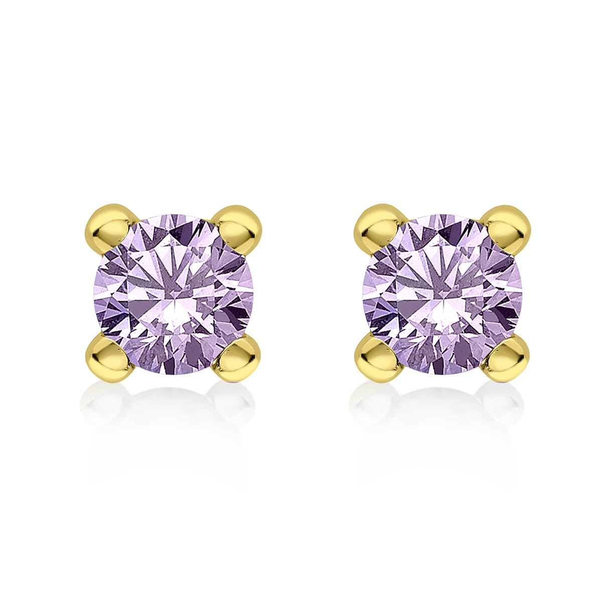 9K Yellow Gold  A Cubic Zirconia Earring 0.80 ct, Gold Wt. 0.33 Gms