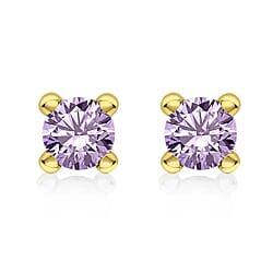 9ct Yellow Gold Purple 4mm CZ February Birthstone Stud Earrings
