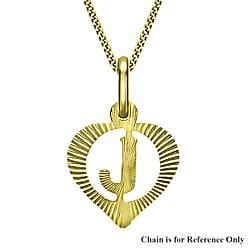 9K Yellow Gold 10.5mm x 16.5mm Diamond Cut J Initial Heart Pendant