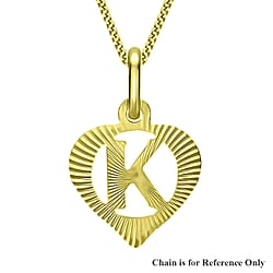 9K Yellow Gold 10.5mm x 16.5mm Diamond Cut K Initial Heart Pendant