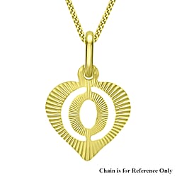 9K Yellow Gold 10.5mm x 16.5mm Diamond Cut O Initial Heart Pendant