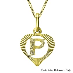 9K Yellow Gold 10.5mm x 16.5mm Diamond Cut P Initial Heart Pendant