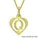 9K Yellow Gold 10.5mm x 16.5mm Diamond Cut Q Initial Heart Pendant