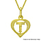 9K Yellow Gold 10.5mm x 16.5mm Diamond Cut T Initial Heart Pendant