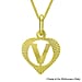 9K Yellow Gold 10.5mm x 16.5mm Diamond Cut V Initial Heart Pendant