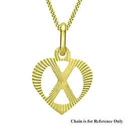 9K Yellow Gold 10.5mm x 16.5mm Diamond Cut x Initial Heart Pendant