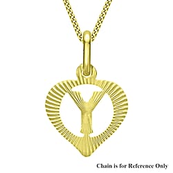 9K Yellow Gold 10.5mm x 16.5mm Diamond Cut Y Initial Heart Pendant