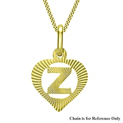 9K Yellow Gold 10.5mm x 16.5mm Diamond Cut Z Initial Heart Pendant