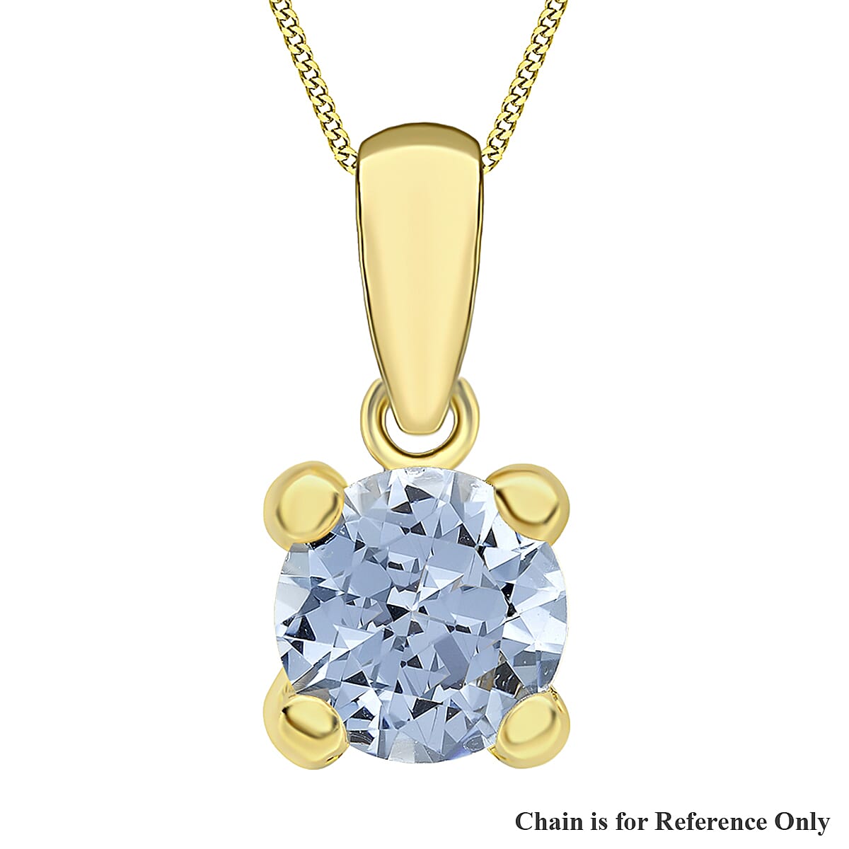 9K Yellow Gold  A   Cubic Zirconia  Pendant 0.75 ct,  Gold Wt. 0.2 Gms  0.750  Ct.