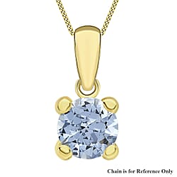 9K Yellow Gold White Cubic Zirconia 5mm April Birthstone Pendant