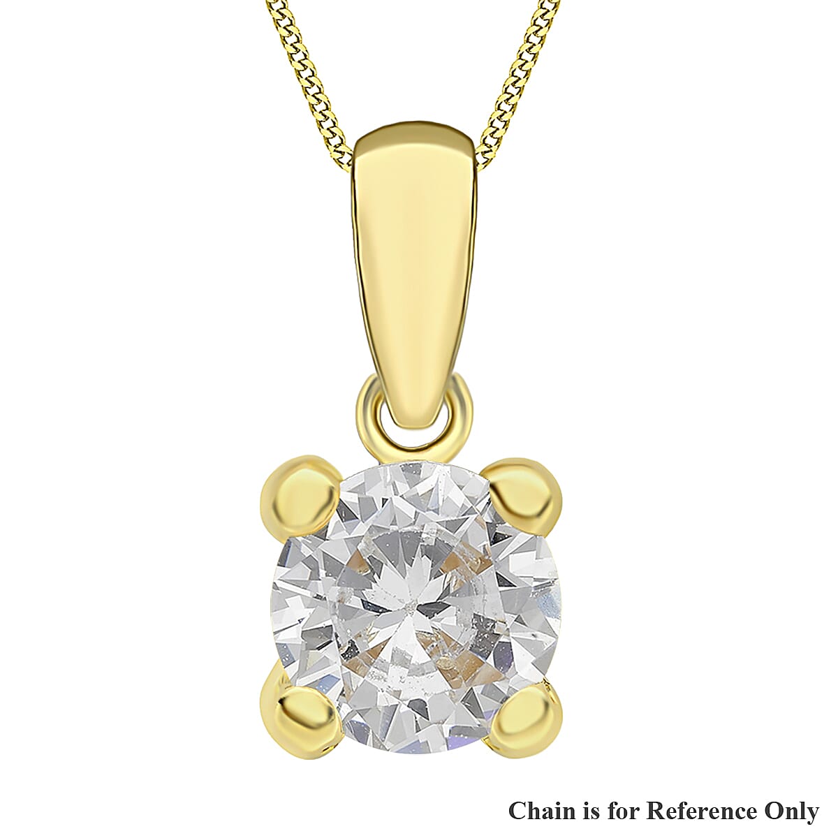 9K Yellow Gold  A   Cubic Zirconia  Pendant 0.75 ct,  Gold Wt. 0.2 Gms  0.750  Ct.