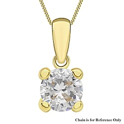 9K Yellow Gold White Cubic Zirconia 5mm April Birthstone Pendant
