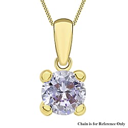 9K Yellow Gold White Cubic Zirconia 5mm April Birthstone Pendant