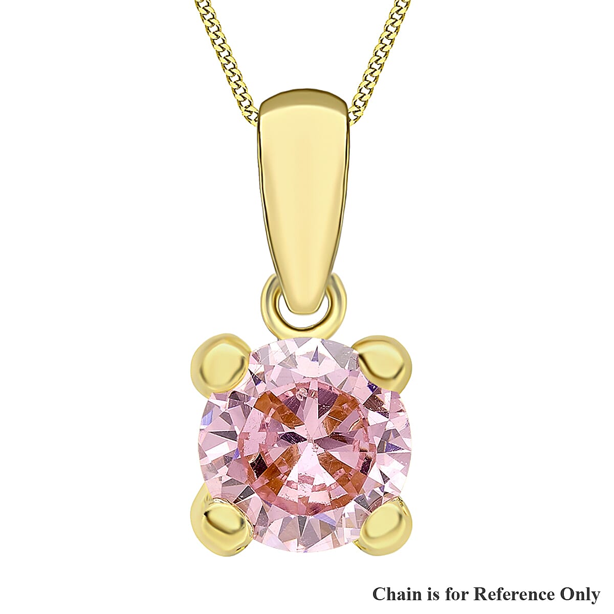 9K Yellow Gold Cubic Zirconia Solitaire Pendant