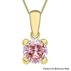 9K Yellow Gold White Cubic Zirconia 5mm April Birthstone Pendant
