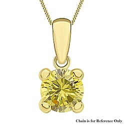 9K Yellow Gold White Cubic Zirconia 5mm April Birthstone Pendant
