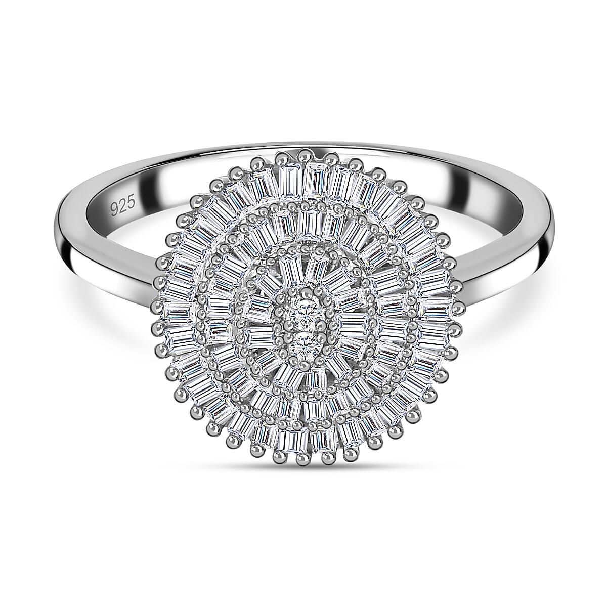 Diamond Ring in Platinum Overlay Sterling Silver 0.53 Ct.