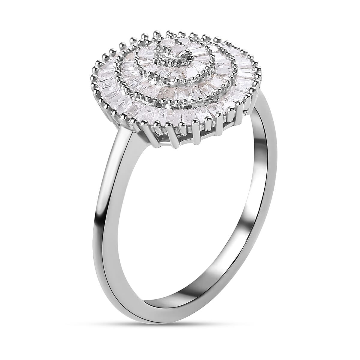 Diamond Ring in Platinum Overlay Sterling Silver 0.53 Ct.