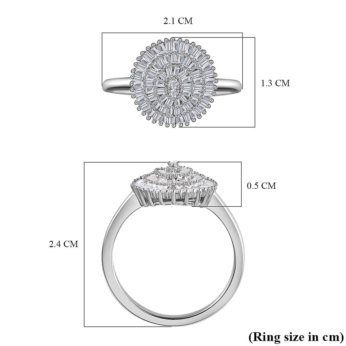 Diamond Ring in Platinum Overlay Sterling Silver 0.53 Ct.