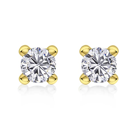 9K Yellow Gold  A   Cubic Zirconia  Earring 0.80 ct,  Gold Wt. 0.33 Gms  0.400  Ct.