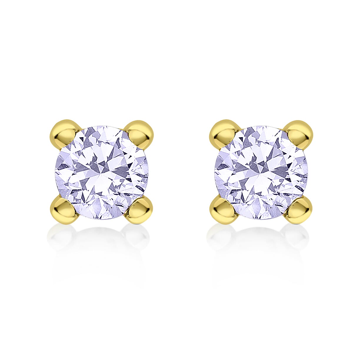 9K Yellow Gold  A   Cubic Zirconia  Earring 0.80 ct,  Gold Wt. 0.33 Gms  0.400  Ct.