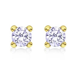 9K Yellow Gold Lilac Combodian Zircon 4mm June Birthstone Solitaire Stud Earrings