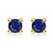 9K Yellow Gold Dark Blue Combodian Zircon 4mm September Birthstone Solitaire Stud Earrings