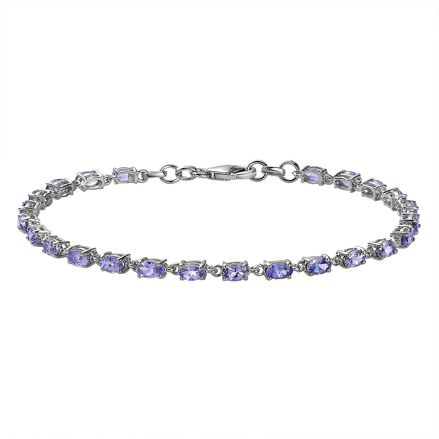 Tanzanite Bracelet (Size - 8 with Ext.) in Sterling Silver 5.46 Ct, Silver Wt. 6.10 Gms.