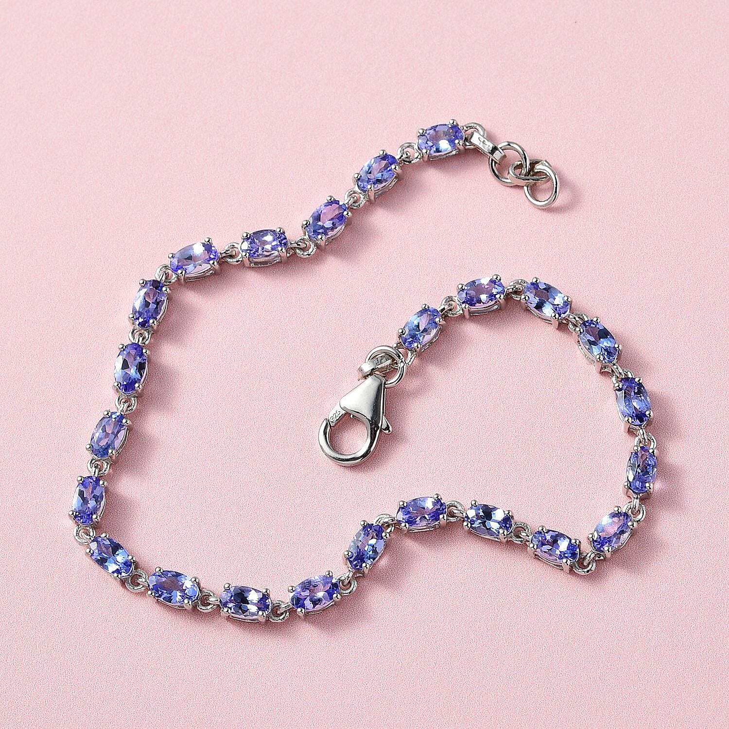 Tanzanite Bracelet (Size - 8 with Ext.) in Sterling Silver 5.46 Ct, Silver Wt. 6.10 Gms.