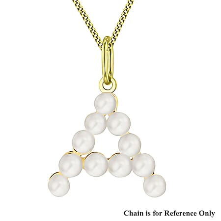 9K Yellow Gold 2.5mm Fresh Water Pearls Initial A Pendant