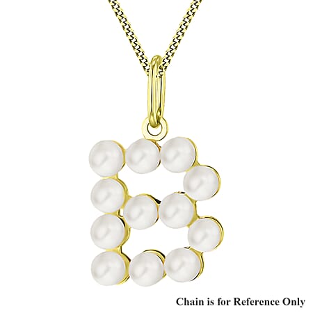 9K Yellow Gold 2.5mm Fresh Water Pearls Initial B Pendant