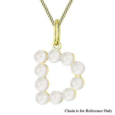 9K Yellow Gold 2.5mm Fresh Water Pearls Initial D Pendant