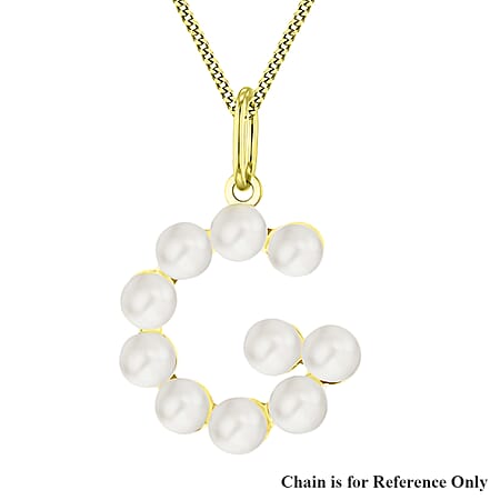 9K Yellow Gold 2.5mm Fresh Water Pearls Initial G Pendant