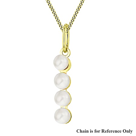 9K Yellow Gold 2.5mm Fresh Water Pearls Initial I Pendant